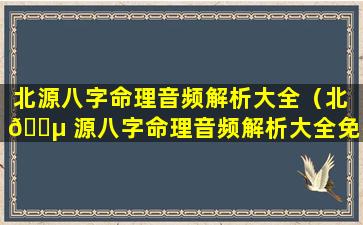 北源八字命理音频解析大全（北 🐵 源八字命理音频解析大全免费）